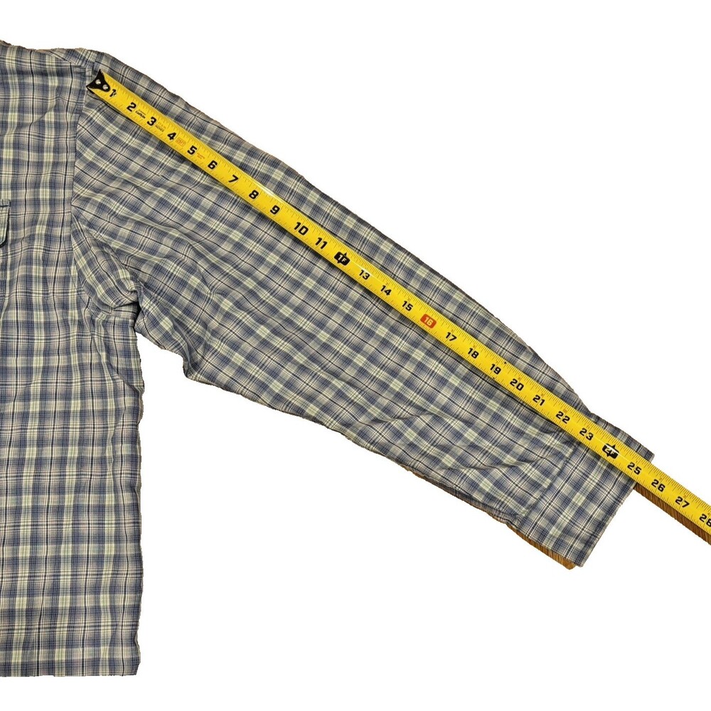 Duluth Trading Co Shirt Mens 2XL Fishing Blue Plaid Long Sleeve Pockets Outdoor - Picture 5 of 12